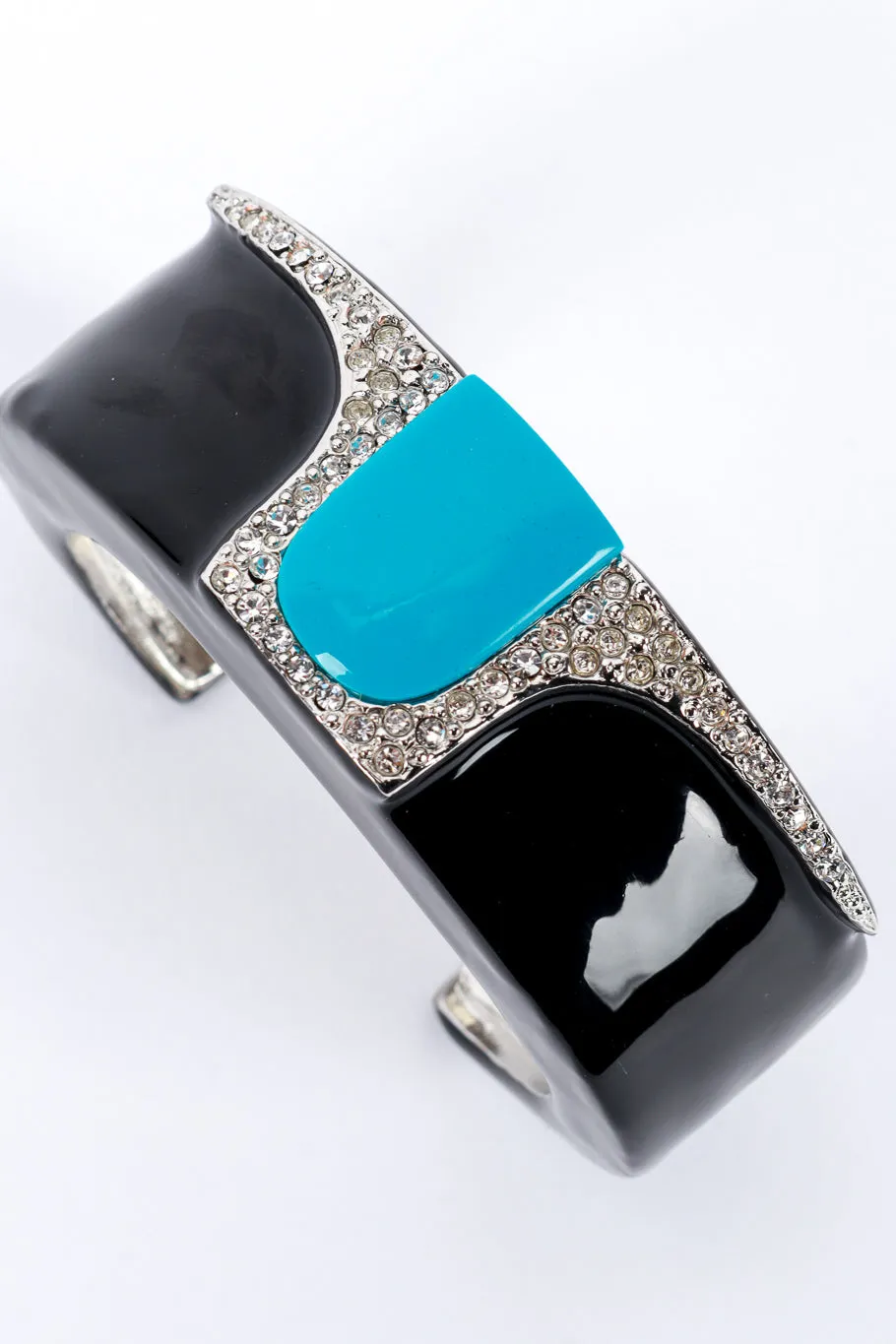 Art Deco Enamel & Rhinestone Cuff Bracelet