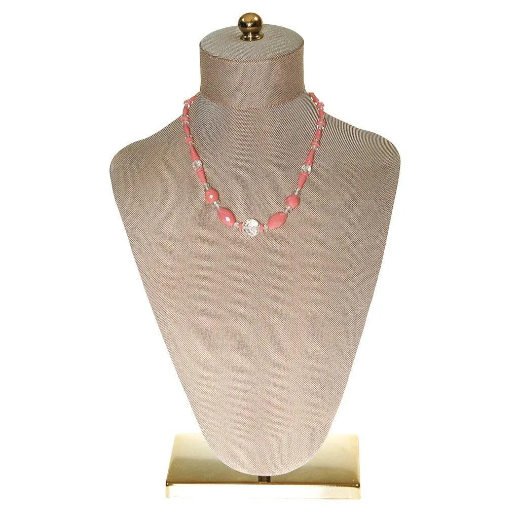 Art Deco Era Pink and Clear Faceted Crystal Choker Necklace
