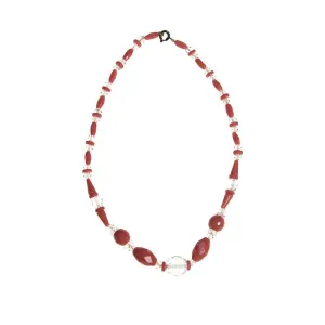 Art Deco Era Pink and Clear Faceted Crystal Choker Necklace