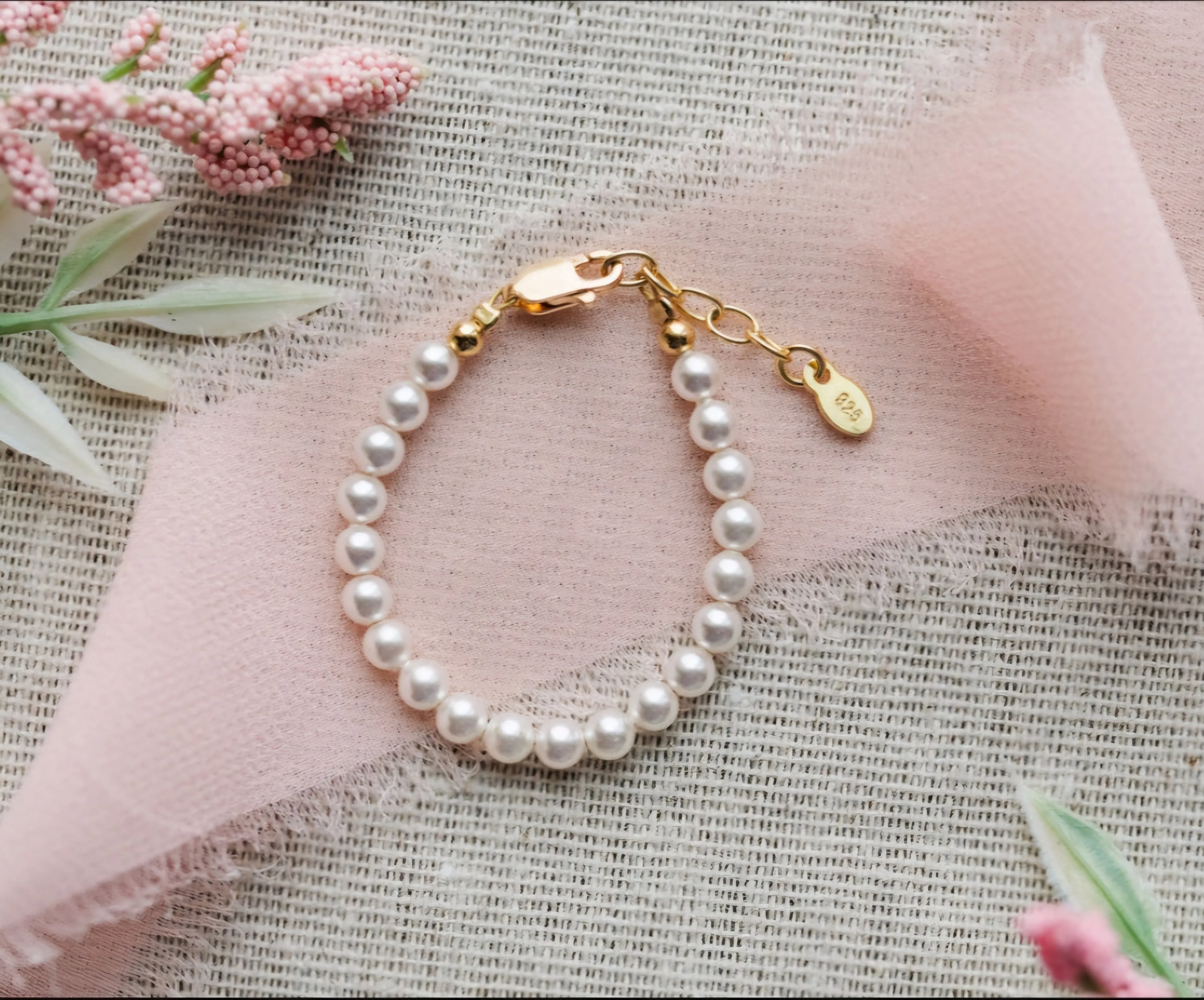 Audrey 14K Gold Plated Pearl Bracelet