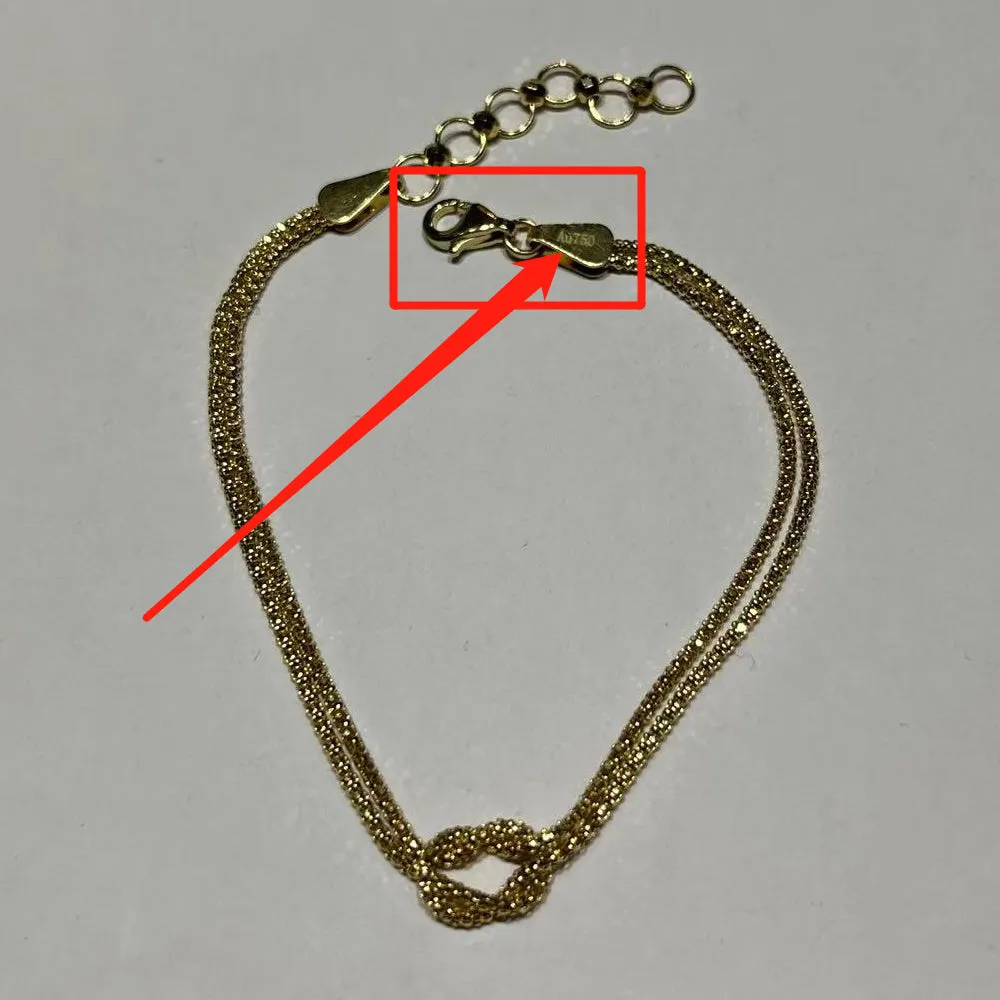 Authentic 18K Solid Gold Braided Knot Chain Bracelet Elegant Beautiful Jewelry 7.1"