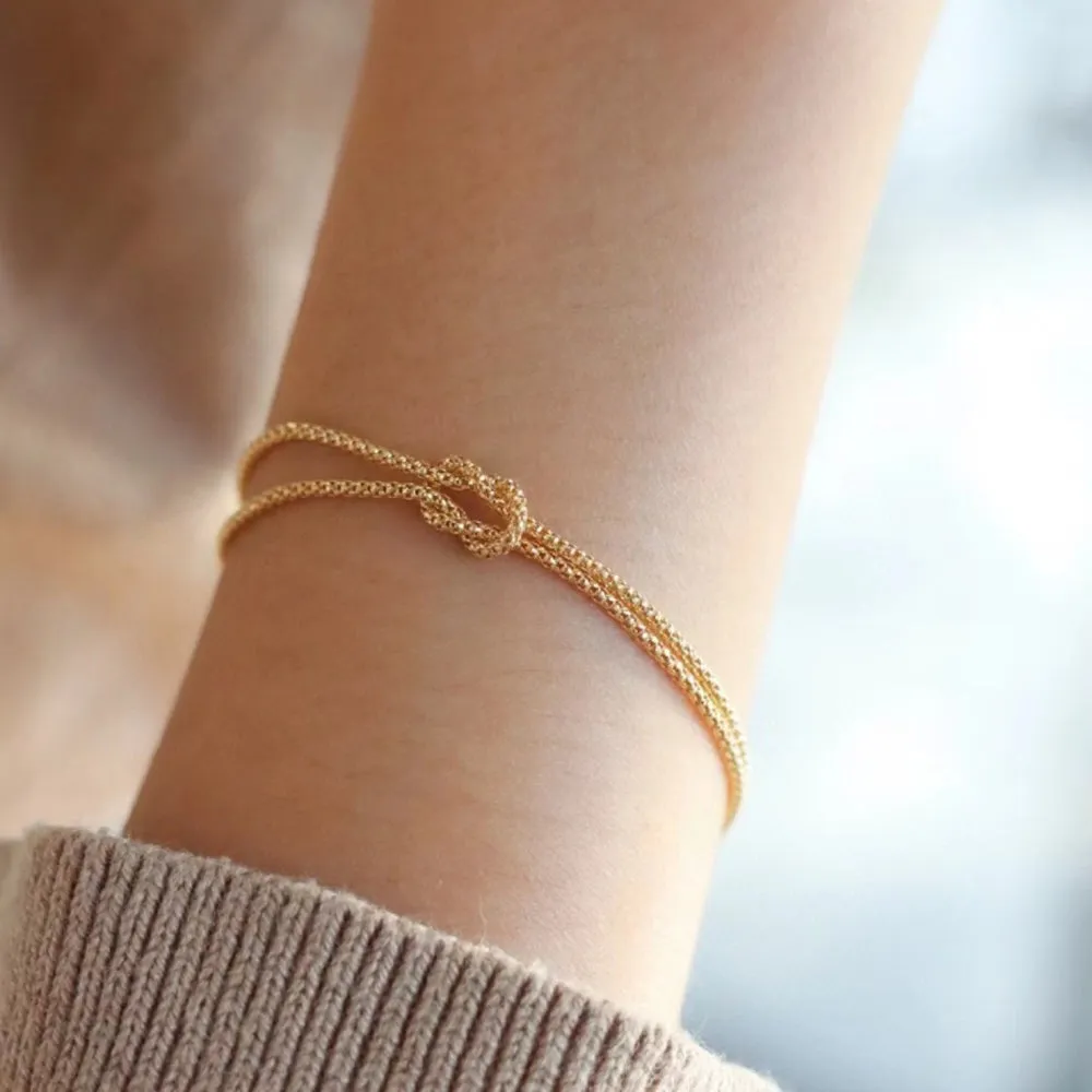 Authentic 18K Solid Gold Braided Knot Chain Bracelet Elegant Beautiful Jewelry 7.1"