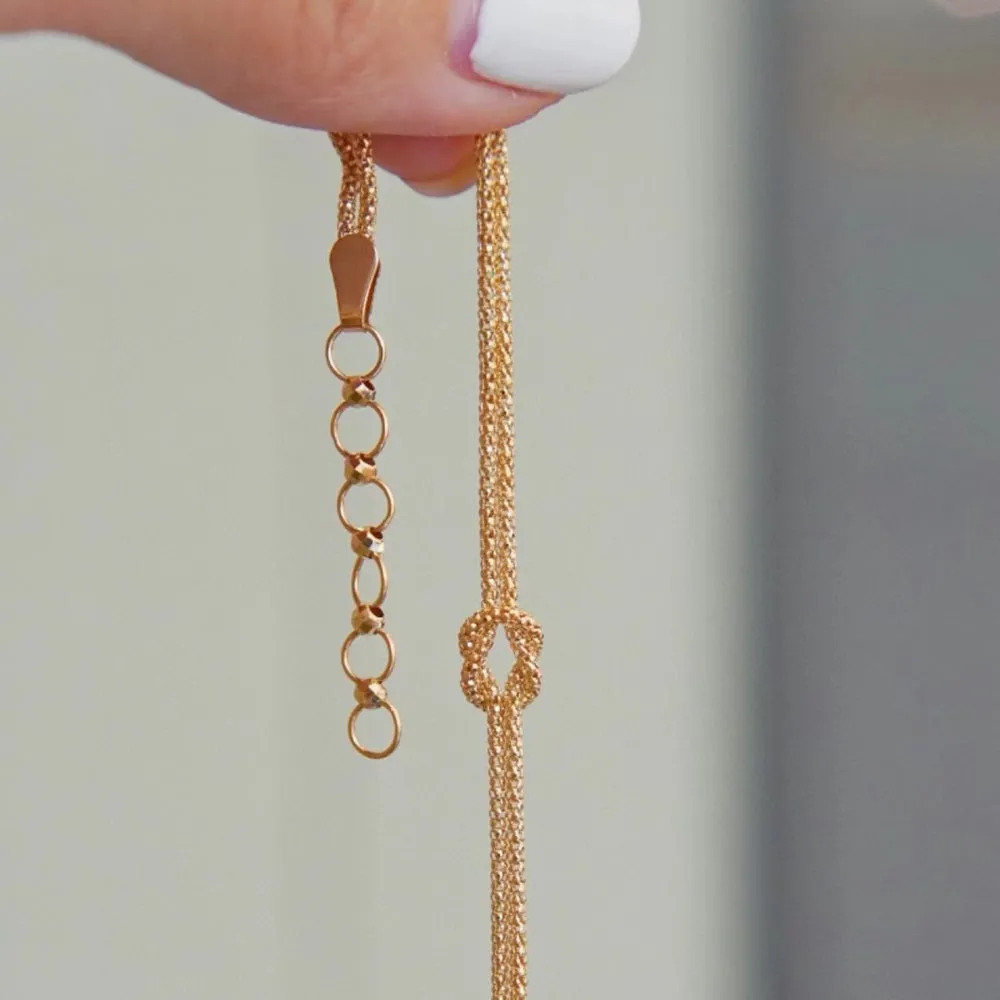 Authentic 18K Solid Gold Braided Knot Chain Bracelet Elegant Beautiful Jewelry 7.1"