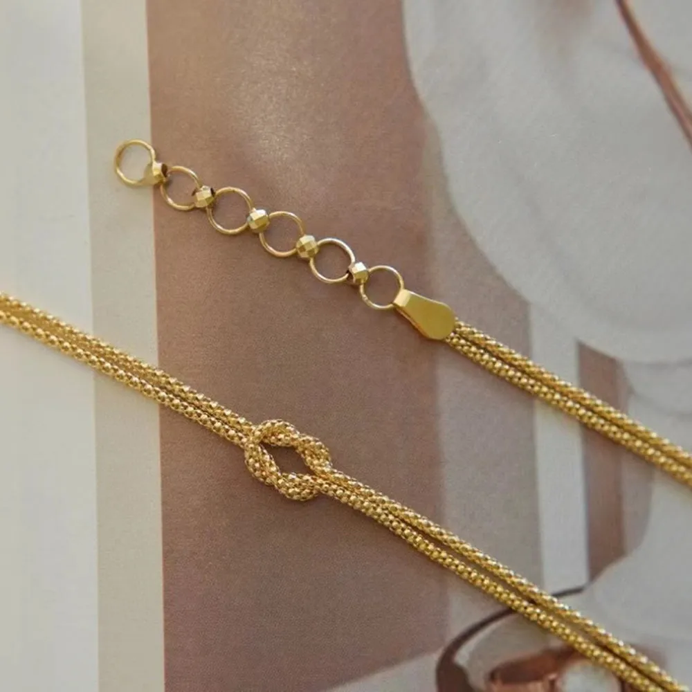 Authentic 18K Solid Gold Braided Knot Chain Bracelet Elegant Beautiful Jewelry 7.1"