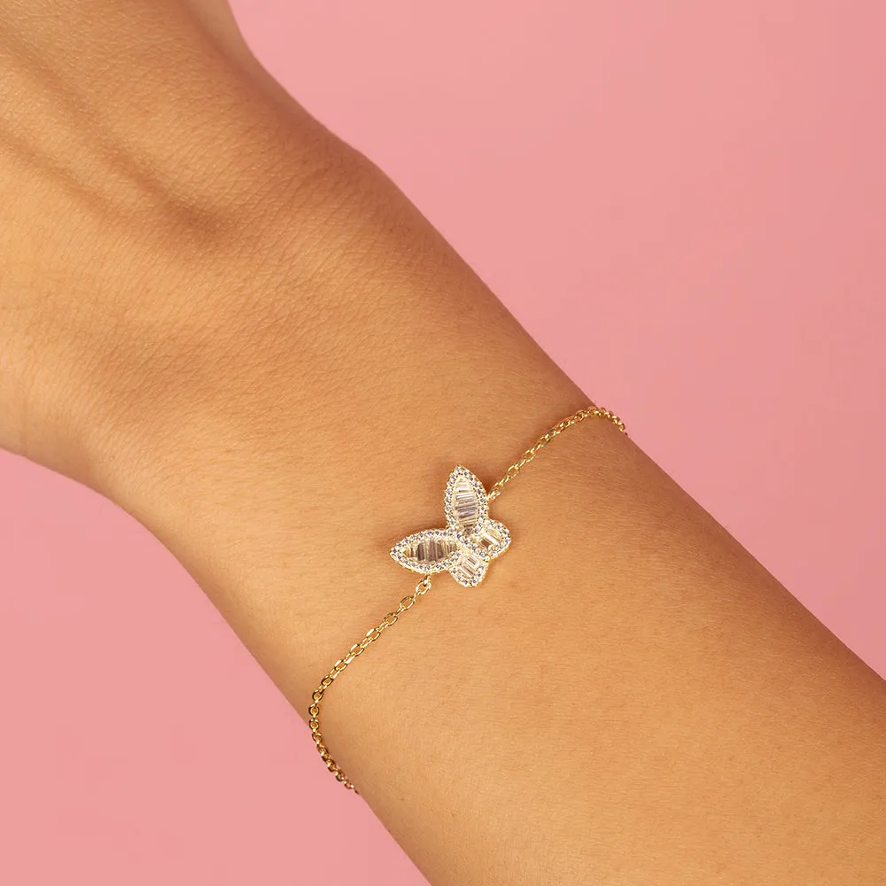 Baguette X Pave Butterfly Bracelet