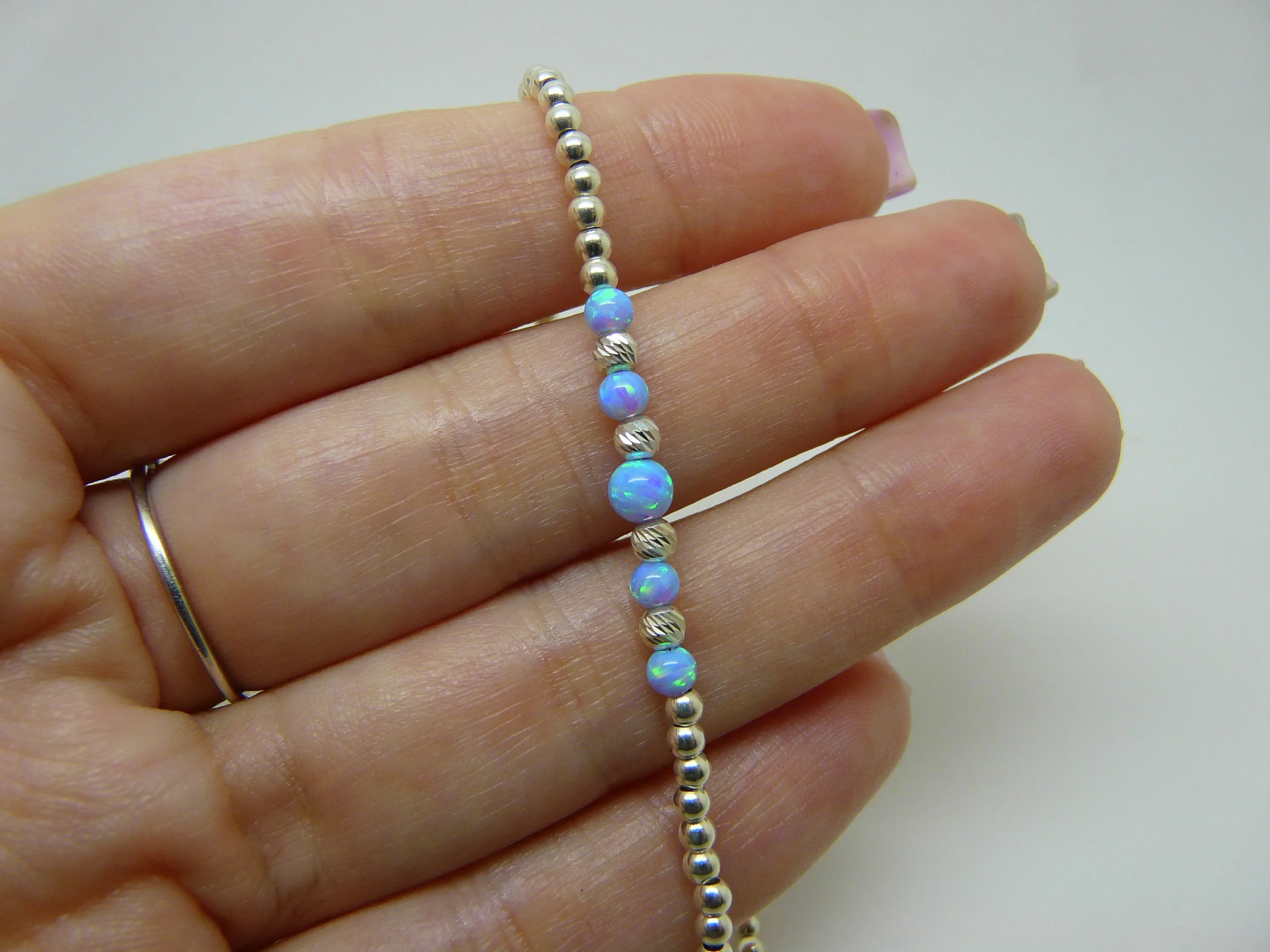 Beaded Opal Bracelet – Delicate Sterling Silver