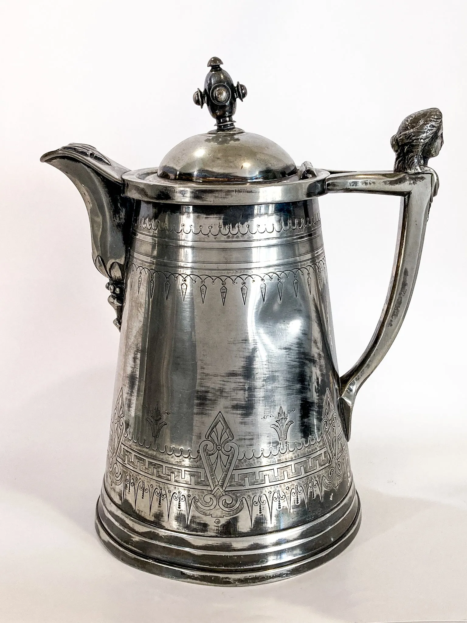 Beautiful Antique C1870 Silver Plated Cold Water Meriden Tankard Pitcher