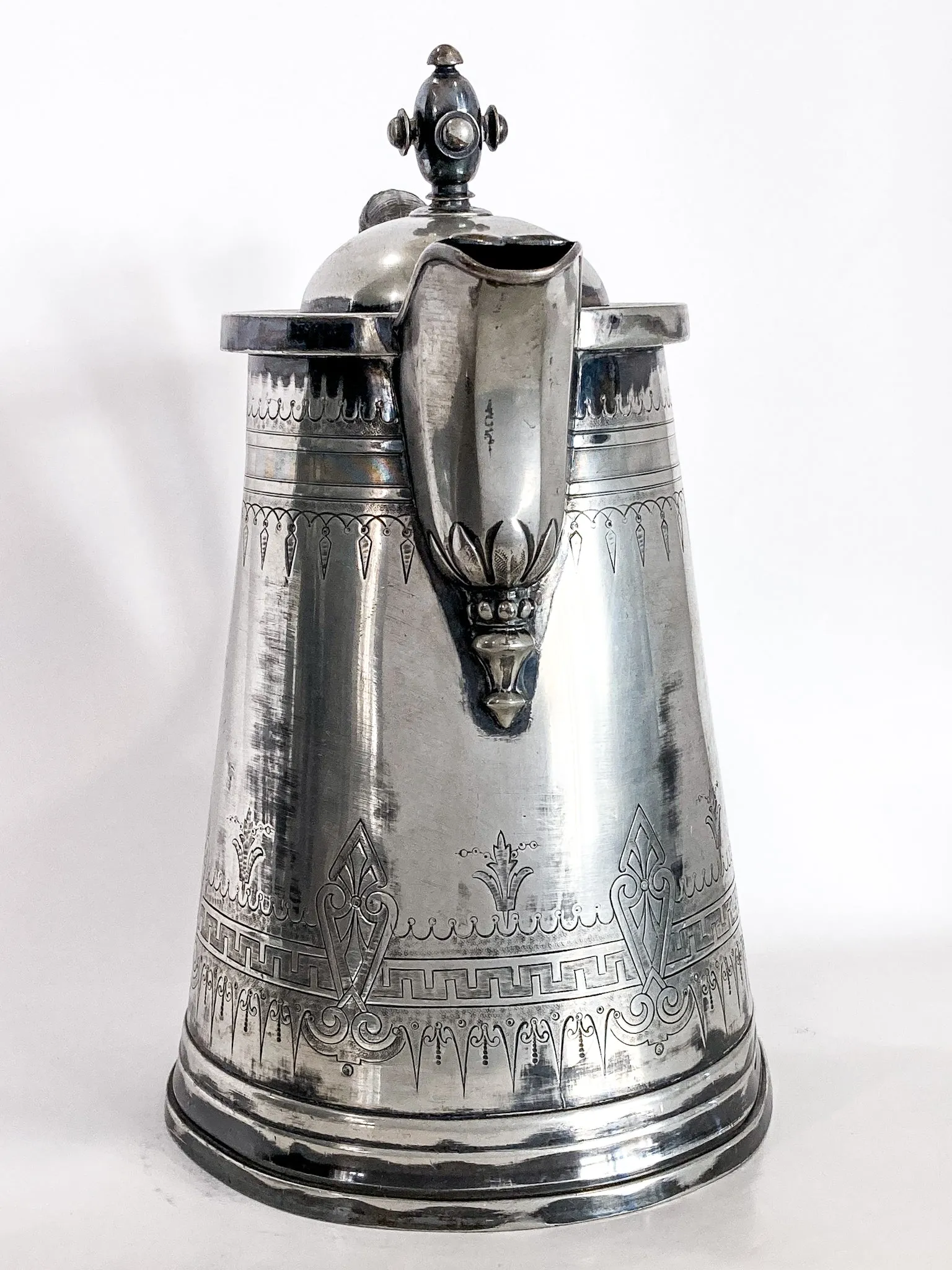 Beautiful Antique C1870 Silver Plated Cold Water Meriden Tankard Pitcher