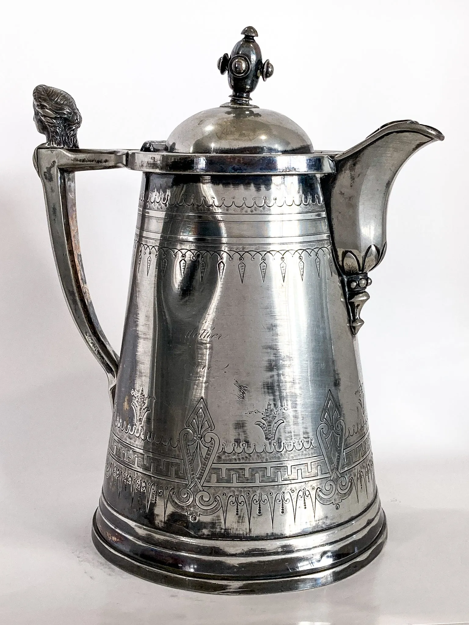 Beautiful Antique C1870 Silver Plated Cold Water Meriden Tankard Pitcher