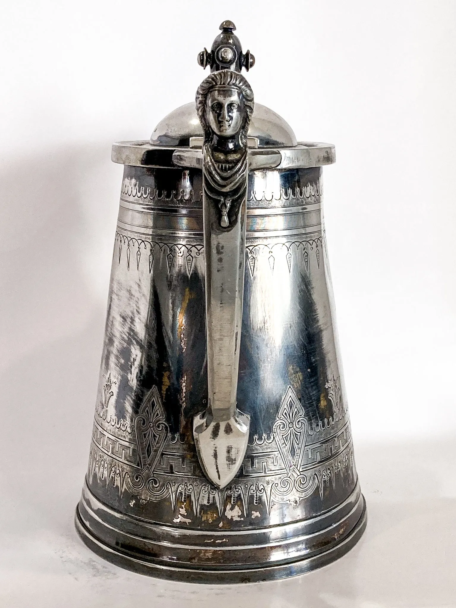Beautiful Antique C1870 Silver Plated Cold Water Meriden Tankard Pitcher