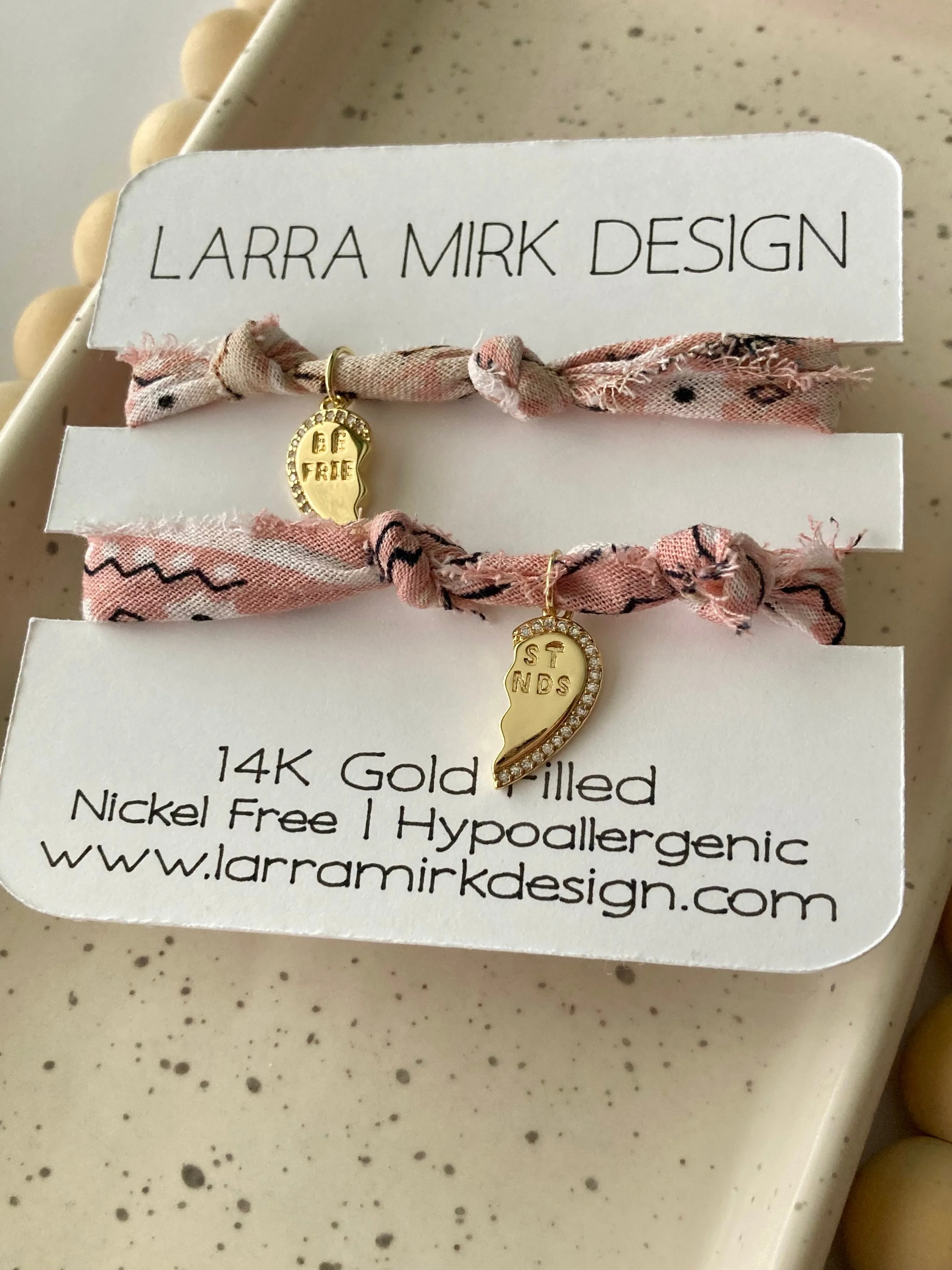Best Friends Bandana Bracelet Set | 14K Gold Filled | Pale Blush Pink