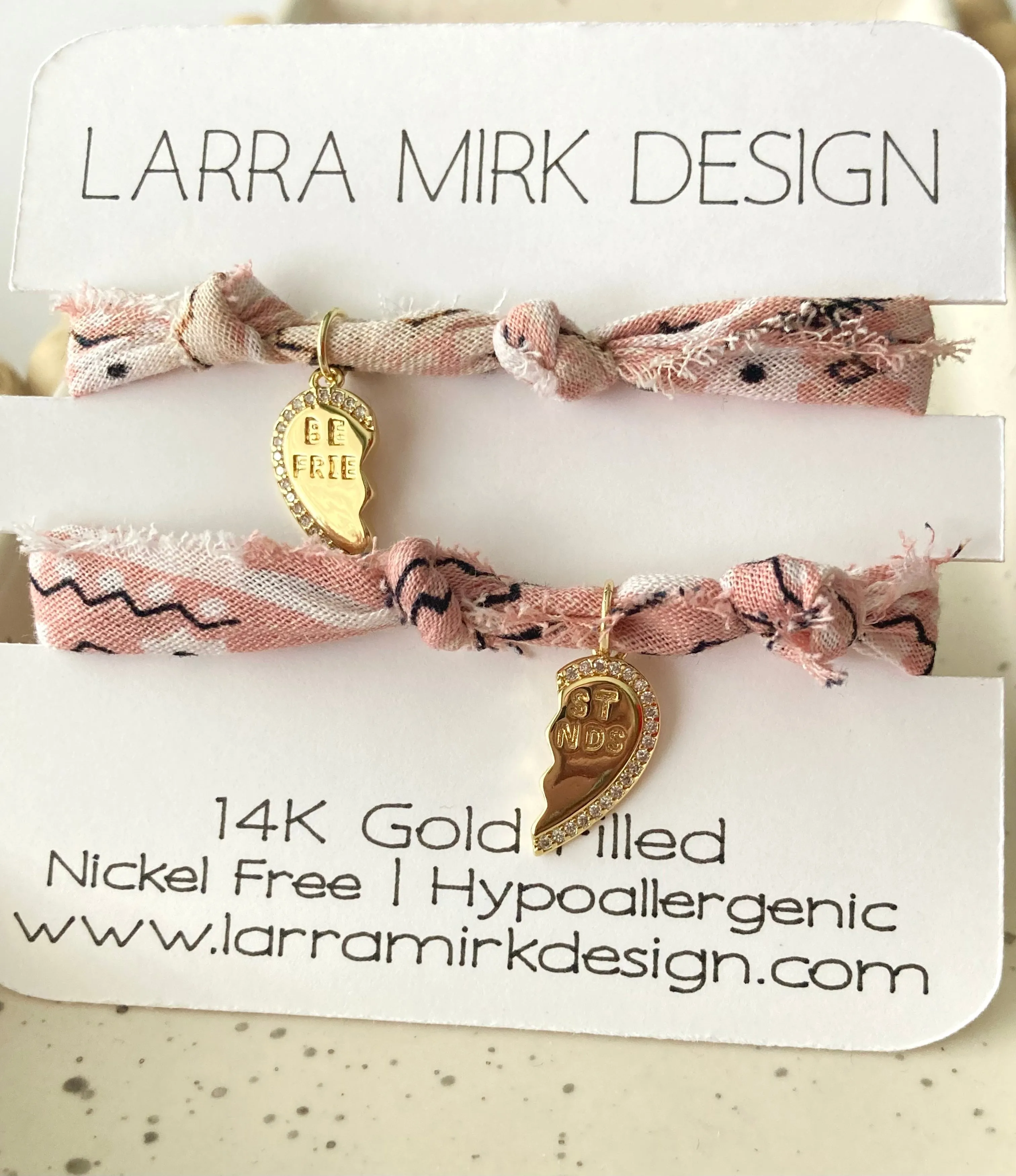Best Friends Bandana Bracelet Set | 14K Gold Filled | Pale Blush Pink