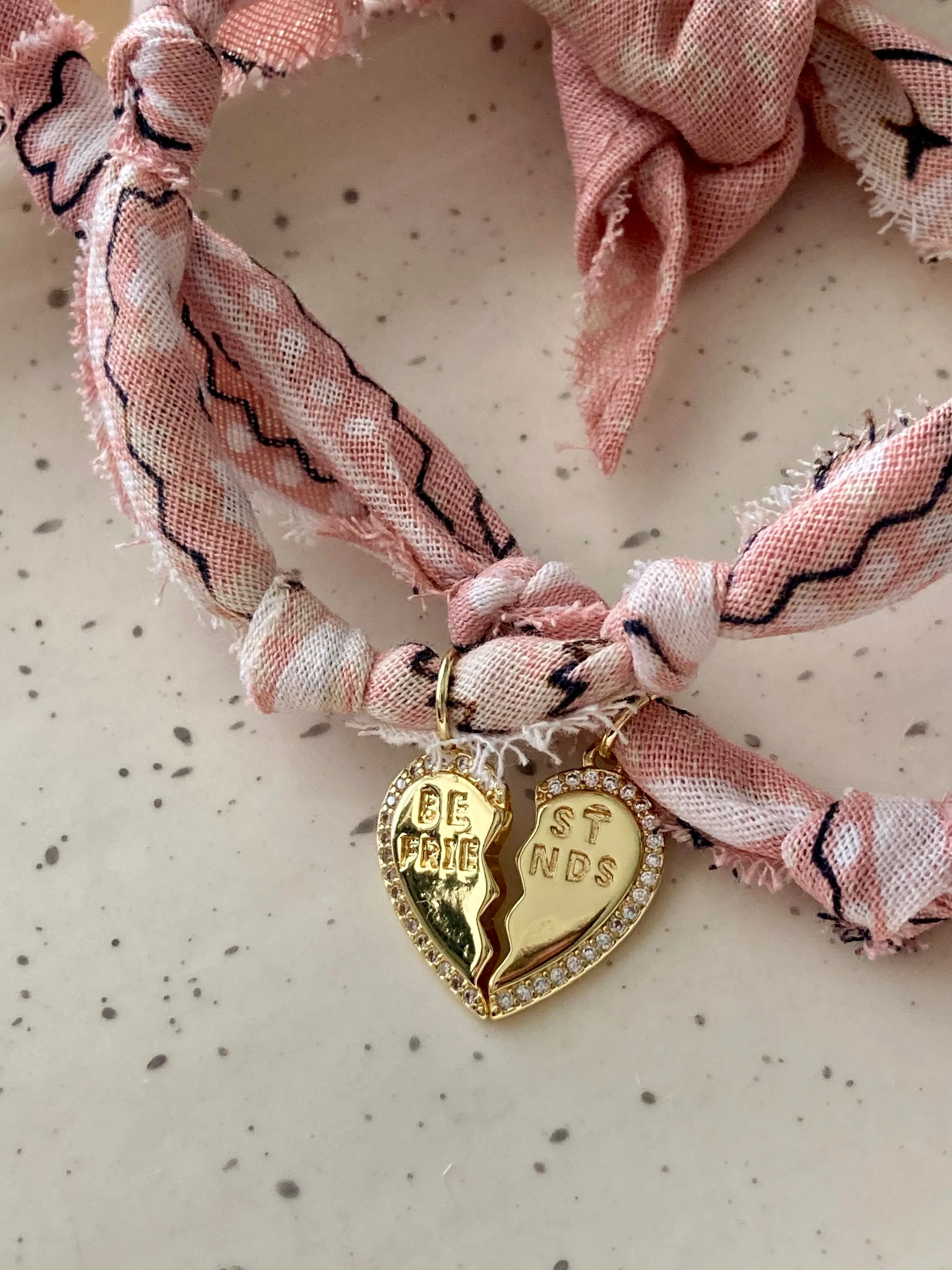 Best Friends Bandana Bracelet Set | 14K Gold Filled | Pale Blush Pink
