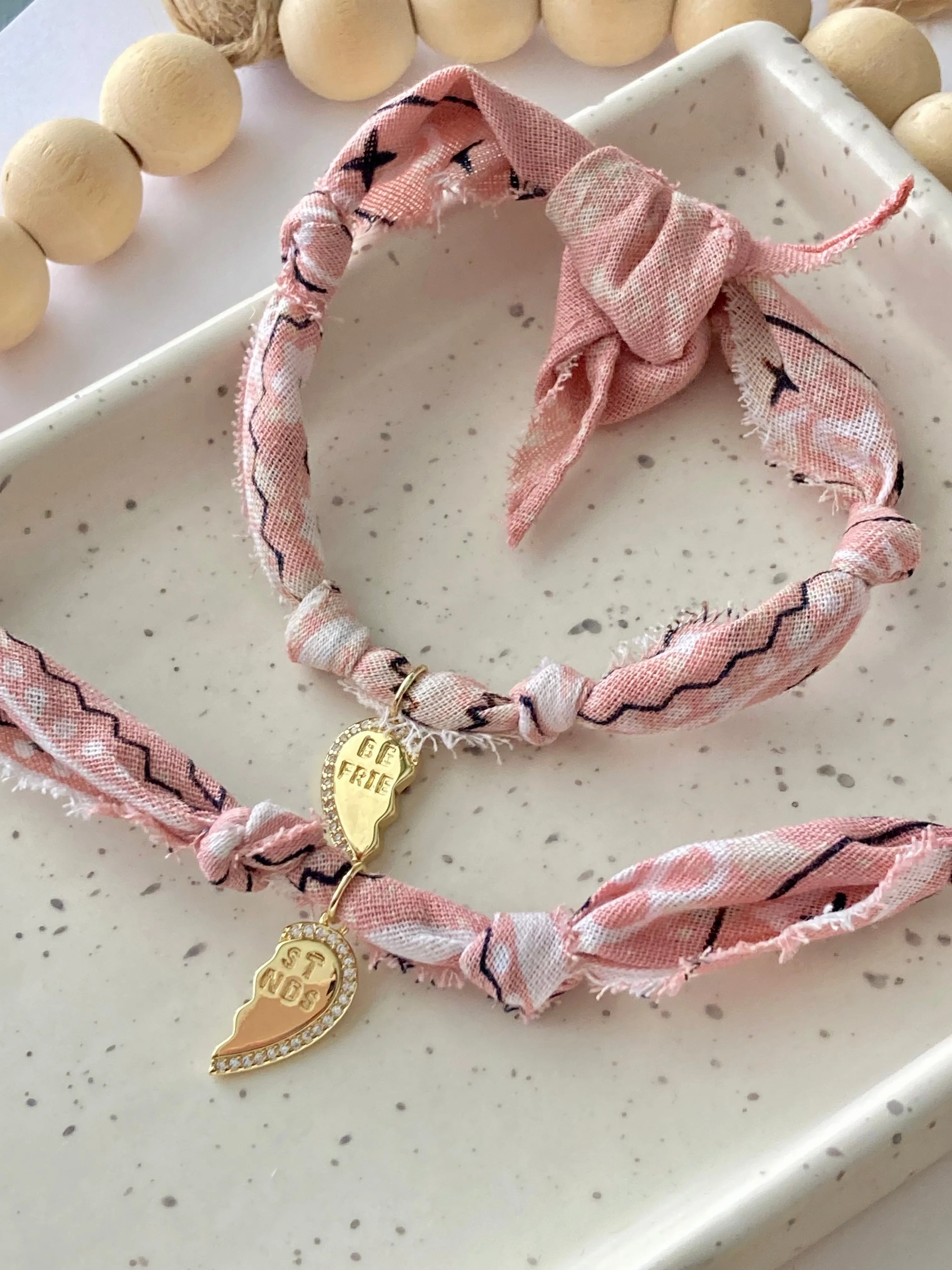 Best Friends Bandana Bracelet Set | 14K Gold Filled | Pale Blush Pink