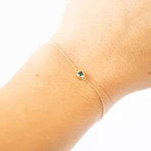 Bezel Set Blue Sapphire Solitaire Bolo Bracelet in 14k Yellow Gold