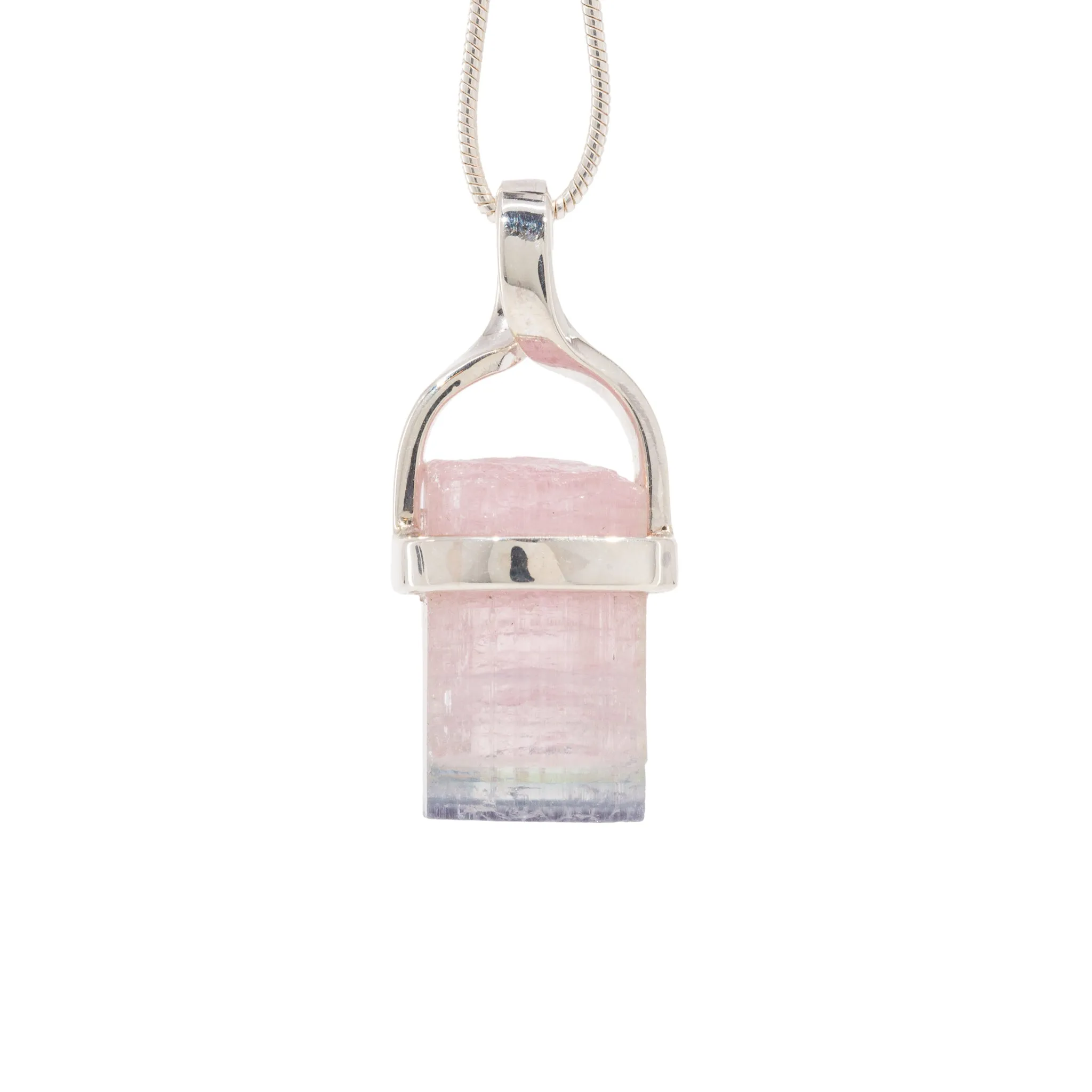 Bicolor Tourmaline 10.76 Carat Handcrafted Sterling Silver Natural Crystal Twist Pendant