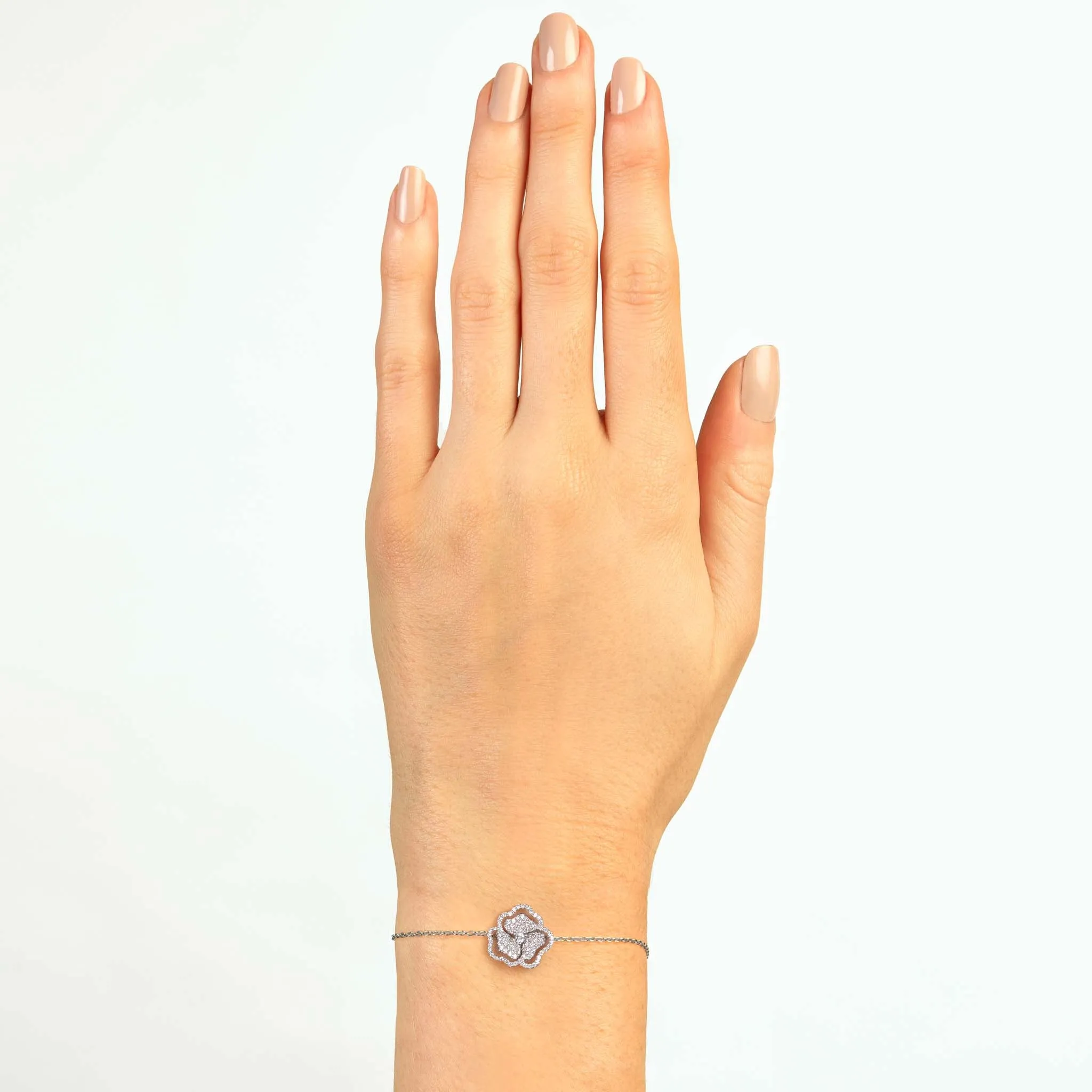 Bloom Mini Flower Halo White Diamond Bracelet