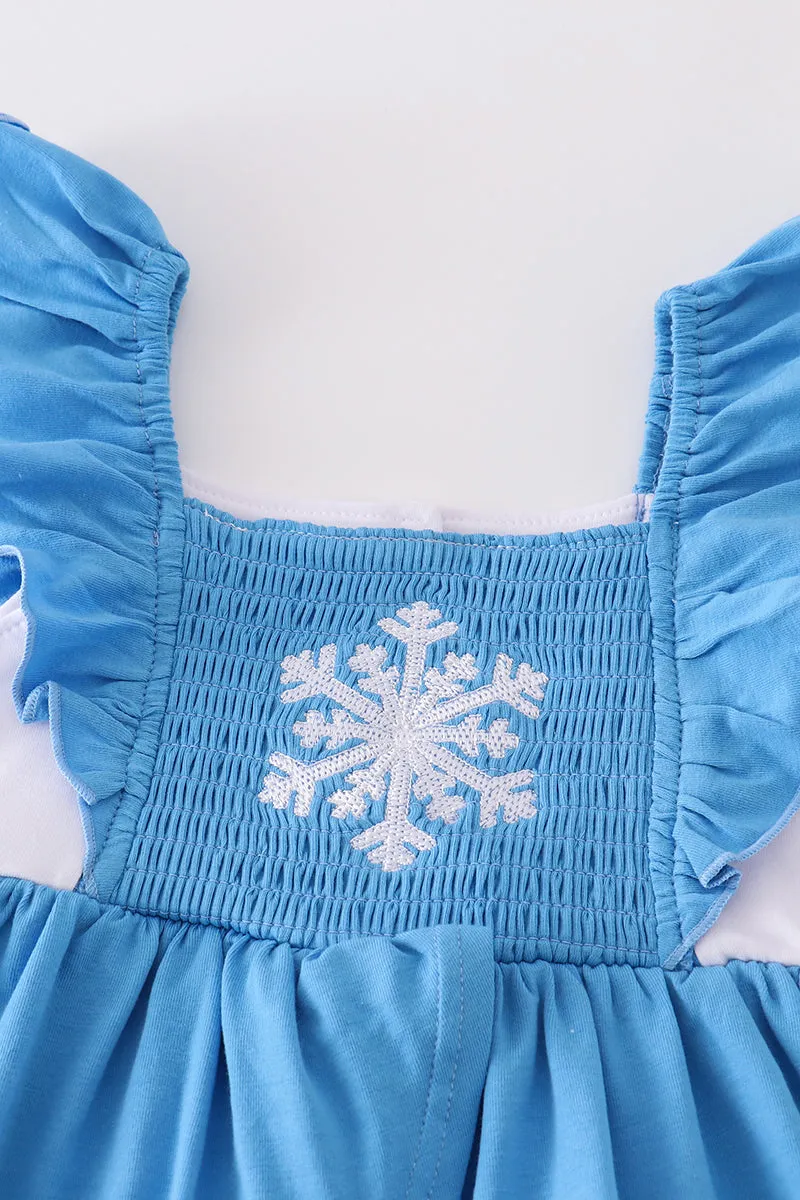 Blue Frozen Smocked Girl Set