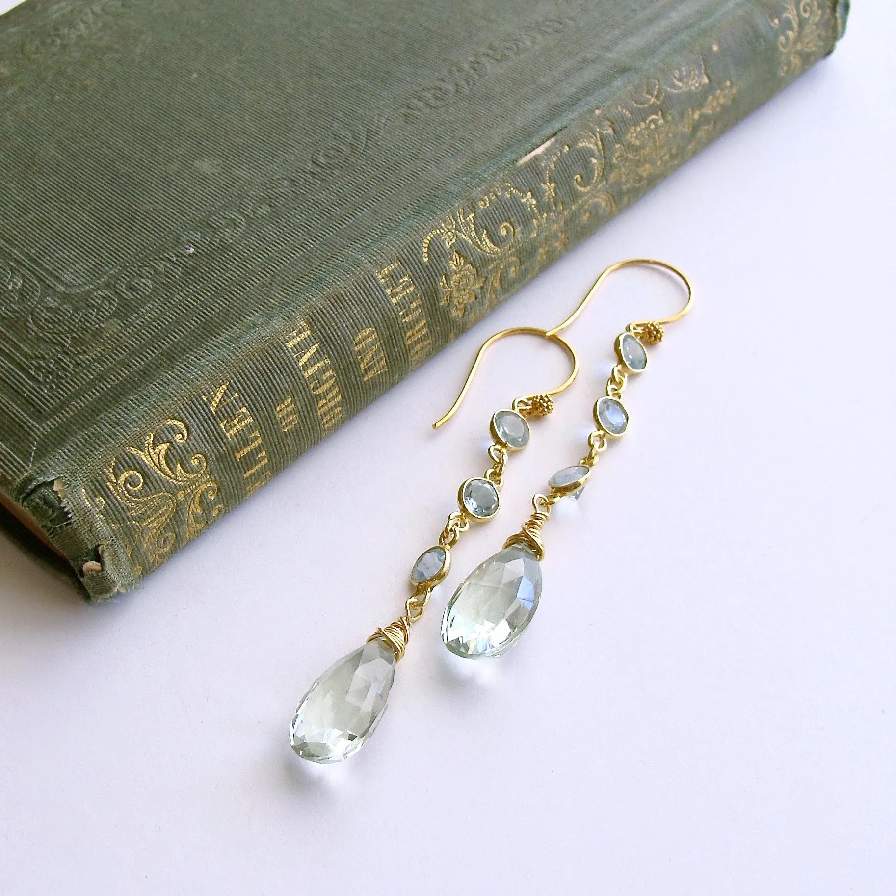 Blue Topaz Prasiolite Duster Earrings - Audrey Earrings