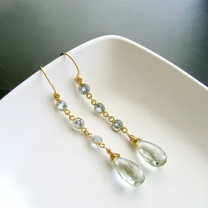 Blue Topaz Prasiolite Duster Earrings - Audrey Earrings