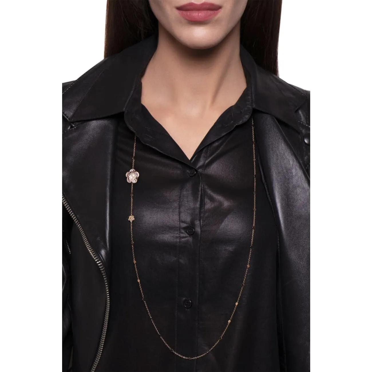 Bon Ton Sautoir 18K Rose Gold Rock Crystal Diamond Necklace