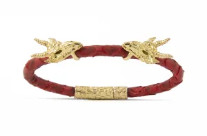 Bracelet LivingSkull Men Python Leather & Two Dragon Skulls