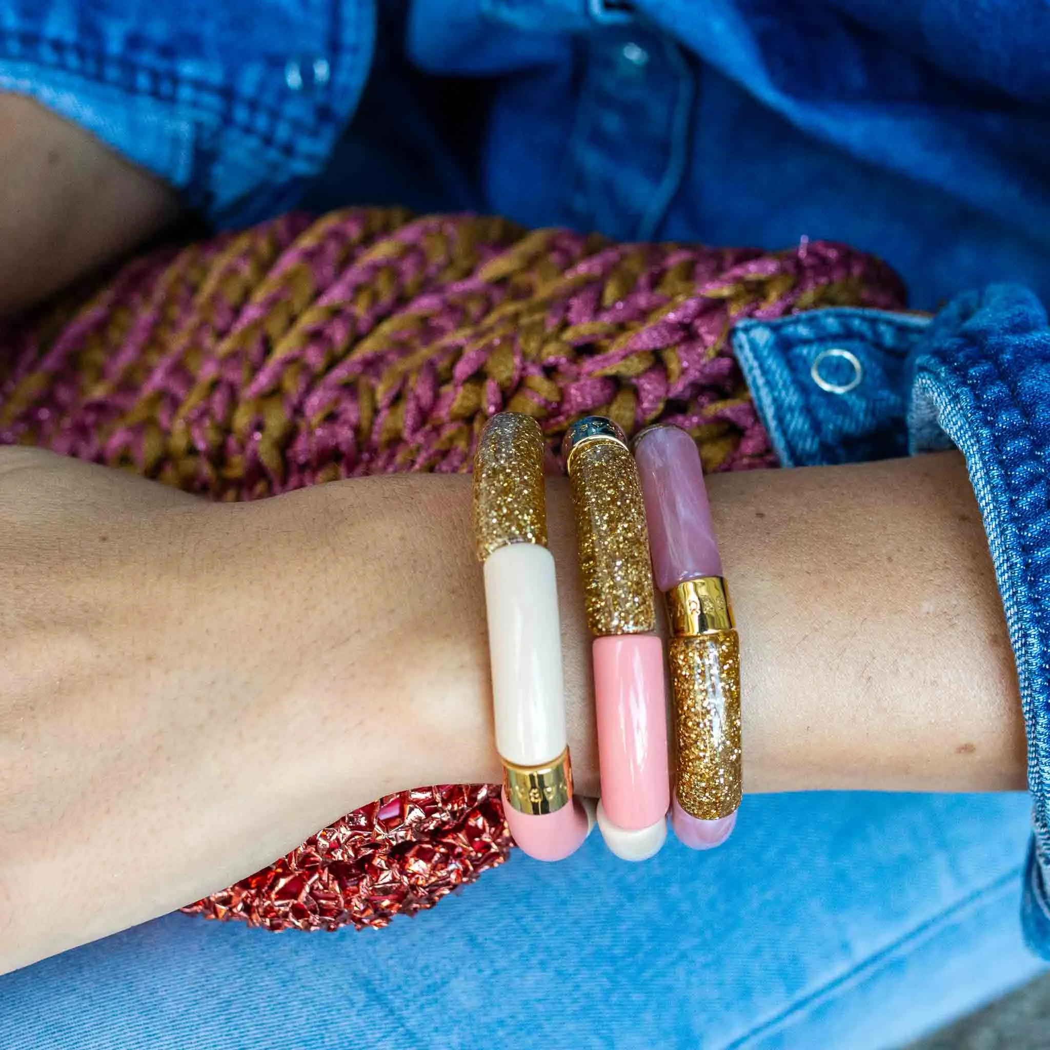 BRACELET PIPOCA ROSA-OURO 1
