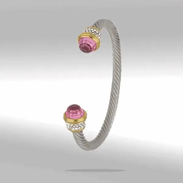 Briolette Collection - Wire Cuff Bracelet with Pavé