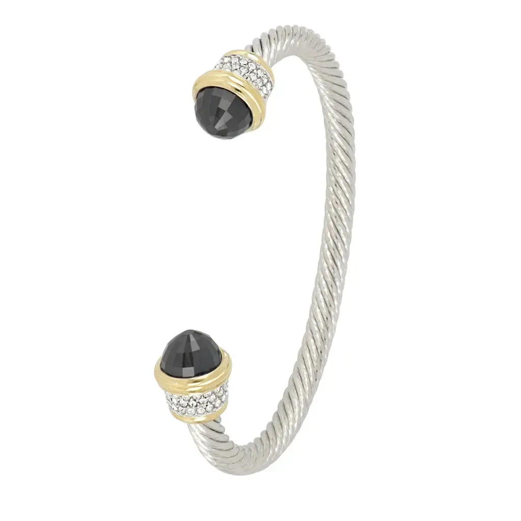 Briolette Collection - Wire Cuff Bracelet with Pavé