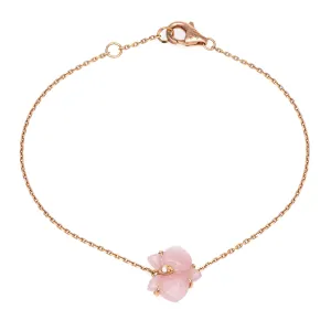 Caresse D'Orchidees Par Cartier Bracelet Pink Chalcedony Diamond Estate 18k Gold