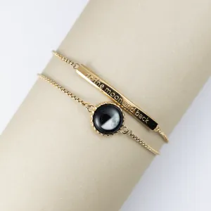 Carina Twist and Engravable Bar Bracelet in Gold