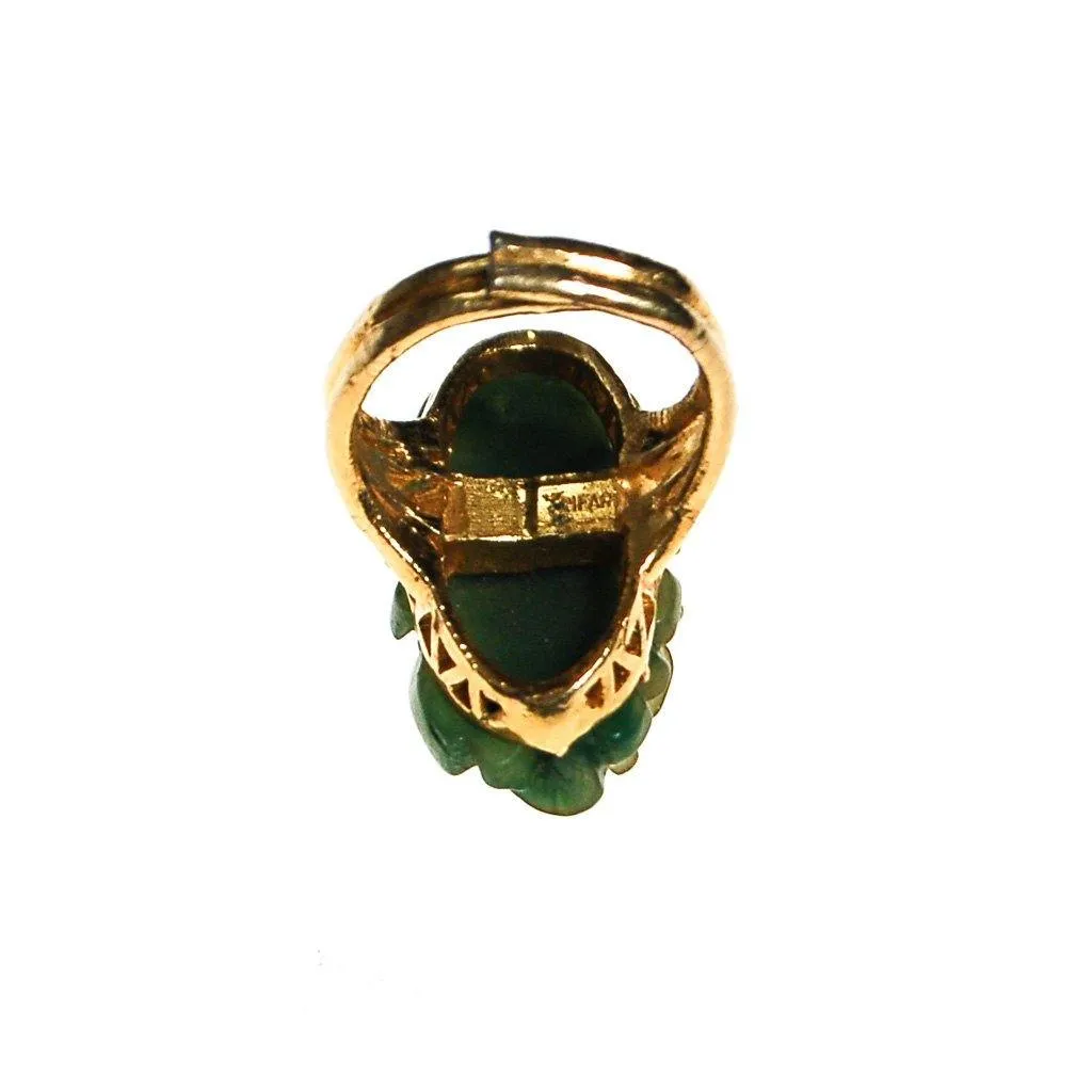 Carved Jade Rose Ring by Crown Trifari