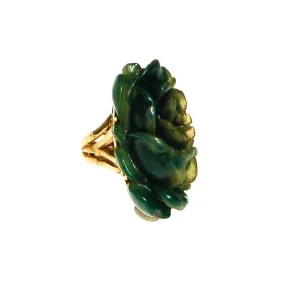 Carved Jade Rose Ring by Crown Trifari
