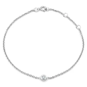 Certified 0.10 Ct Round Brilliant Cut White Diamonds Chain Bracelet in 925 Silver, Great Design & Amazing Collection