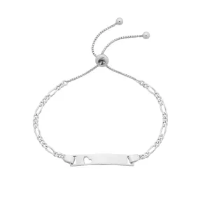 Children's Sterling Silver Bolo ID Bracelet with Heart 16cm