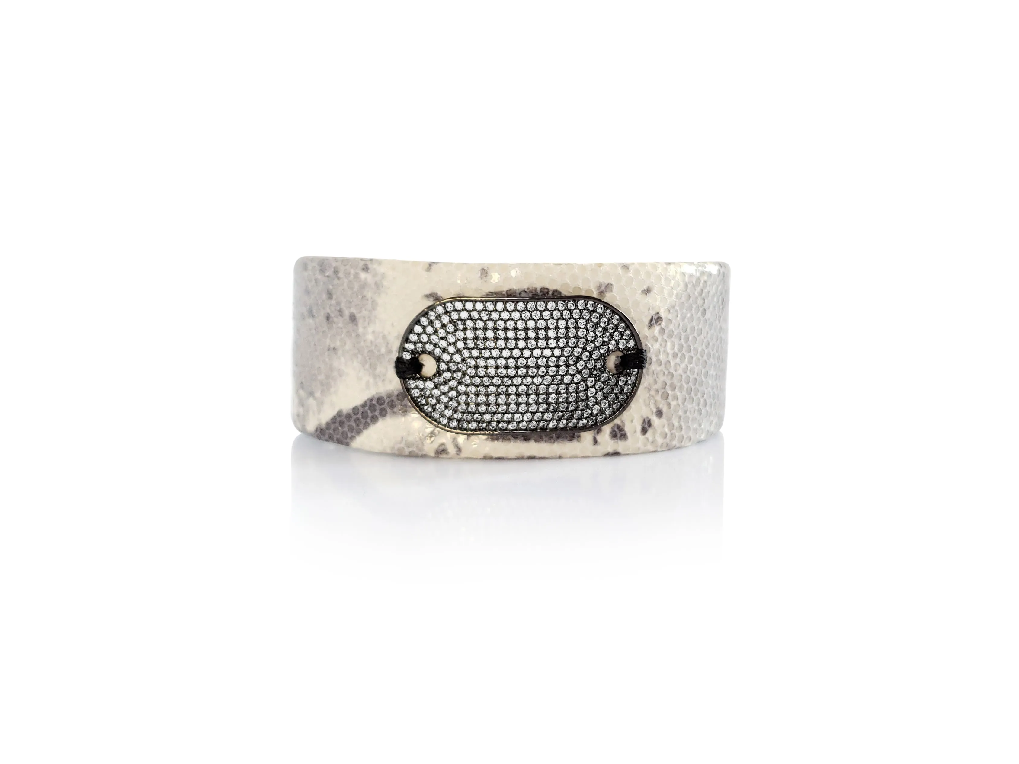 Classic Gunmetal Rectangle Micro Pave SZ Tag Bracelet