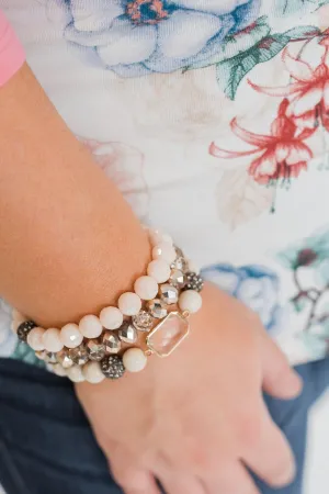 Clear Jewel Bracelet Set- Soft Tones