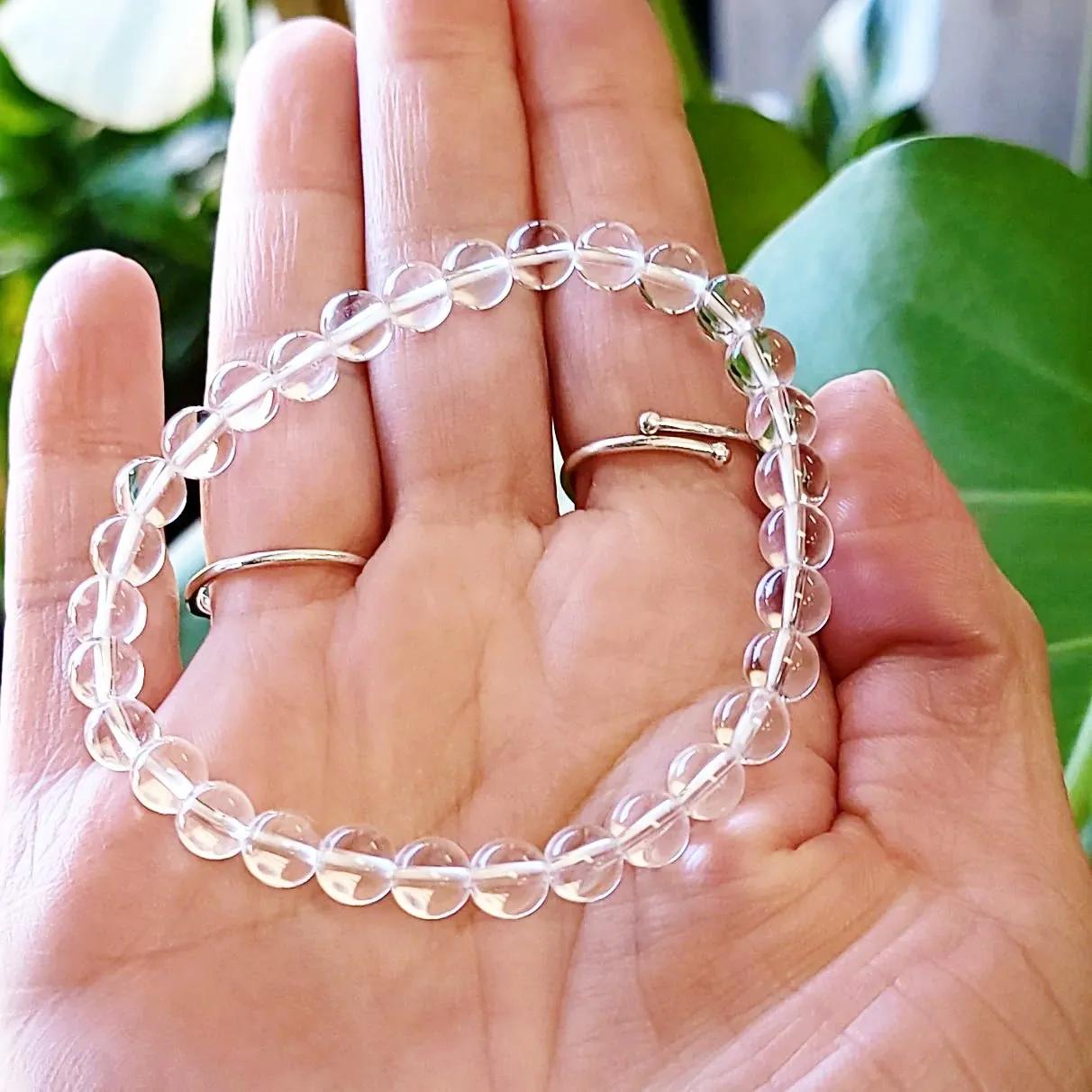 Clear Quartz Bead Bracelet 6mm