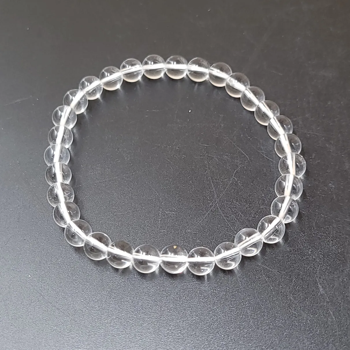 Clear Quartz Bead Bracelet 6mm
