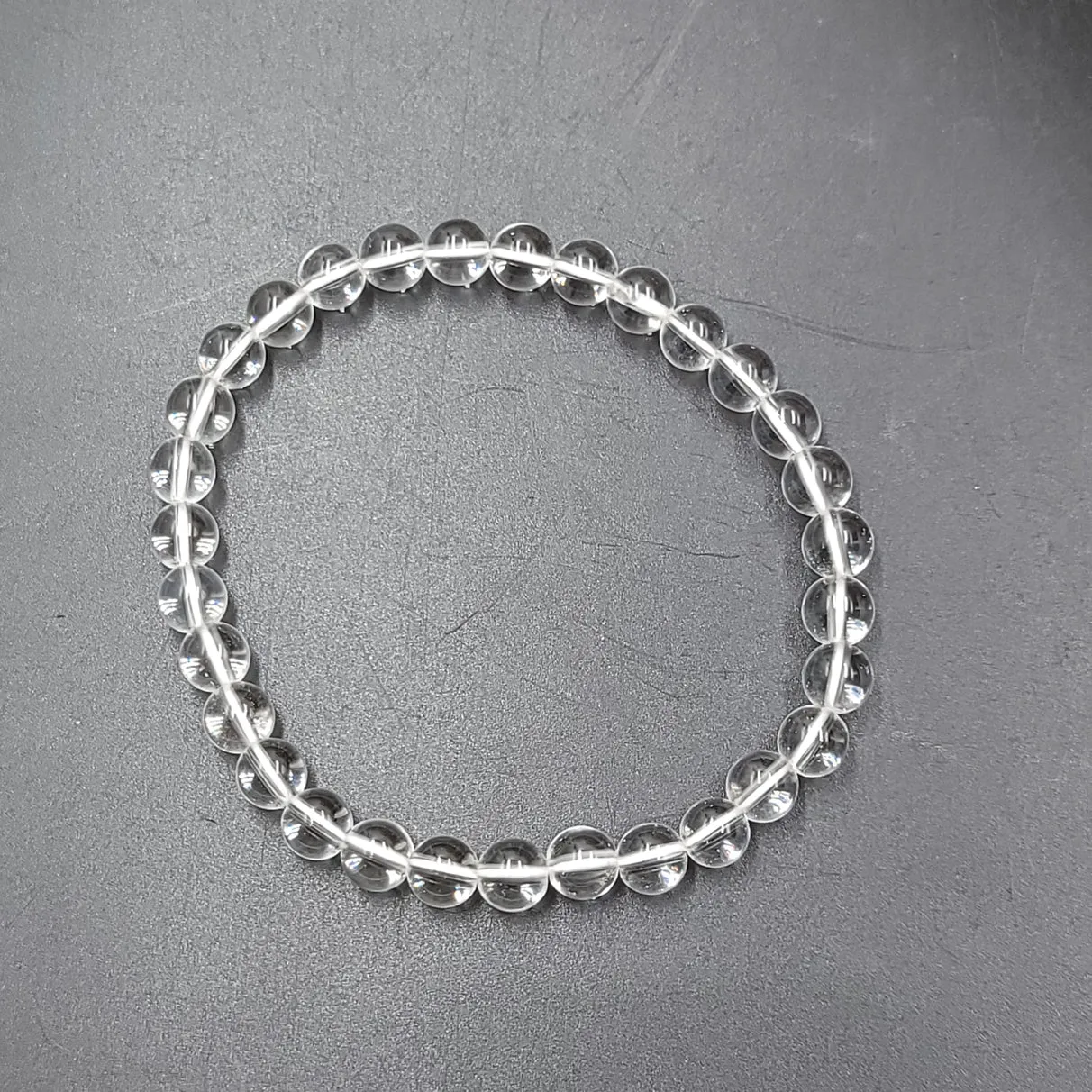 Clear Quartz Bead Bracelet 6mm