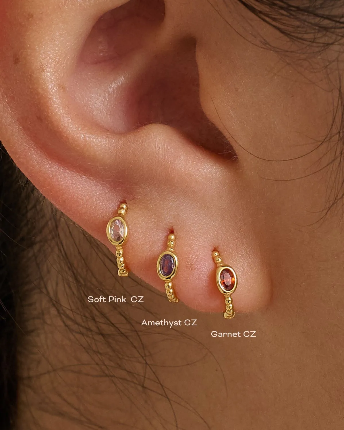 Clio Hoops - Soft Pink CZ