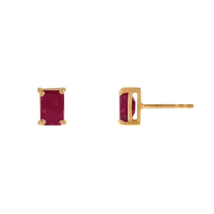 Colored Gemstone Baguette Stud Earring 14K