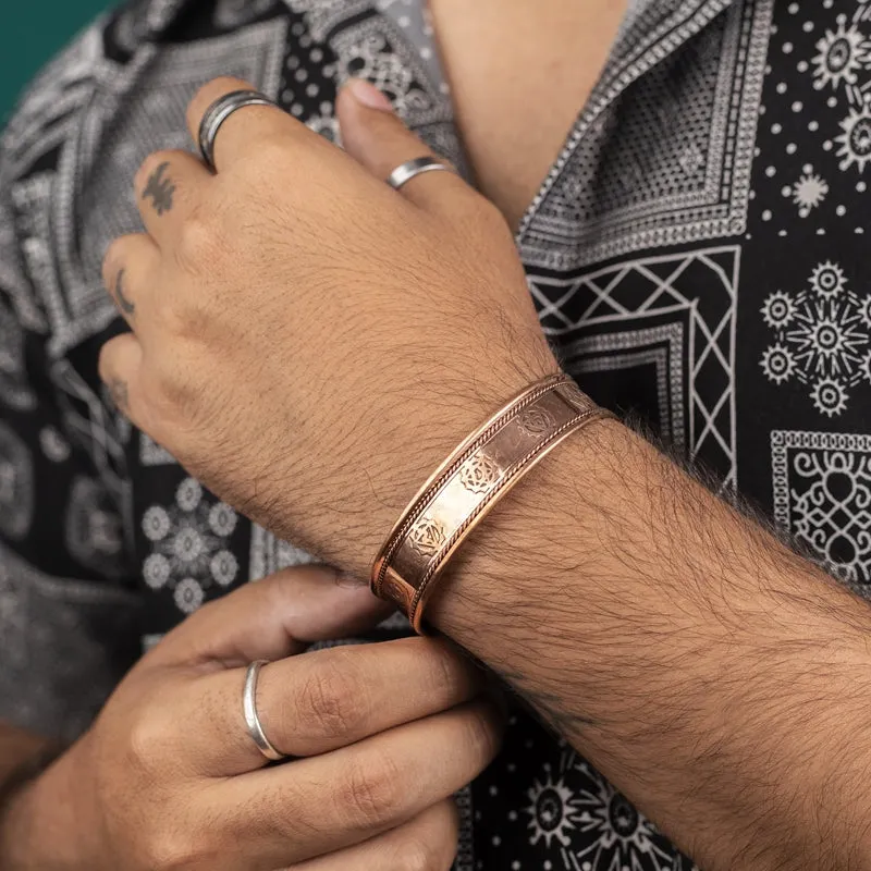 Copper Bracelet for Men and Women 99.9% Pure Copper Fashion Bangle 6.8" Adjustable Size Healthy Bracelet