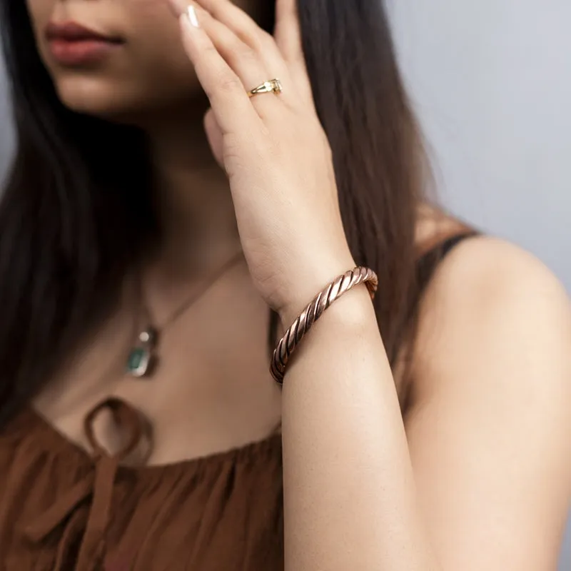 Copper Bracelet for Men and Women 99.9% Pure Copper Fashion Bangle 6.8" Adjustable Size Healthy Bracelet