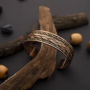 Copper Bracelet for Men and Women 99.9% Pure Copper Fashion Bangle 6.8" Adjustable Size Healthy Bracelet