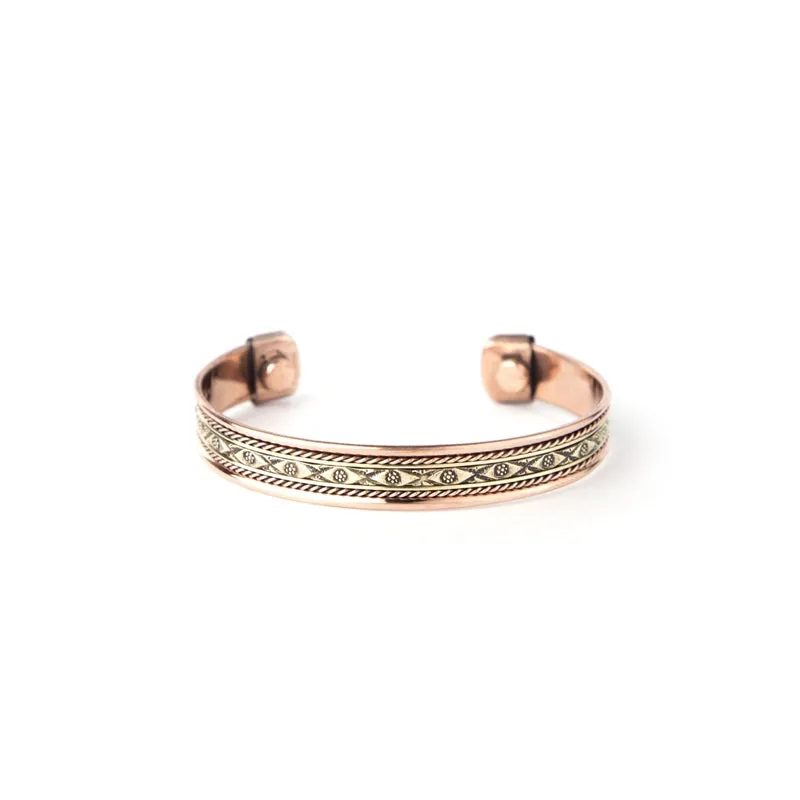 Copper Bracelet for Men and Women 99.9% Pure Copper Fashion Bangle 6.8" Adjustable Size Healthy Bracelet