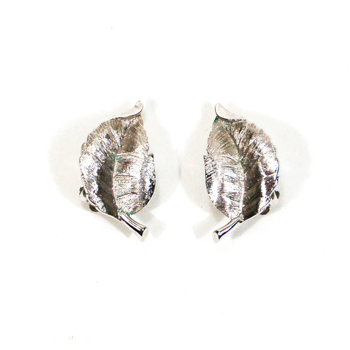 Crown Trifari Silver Leaf Earrings