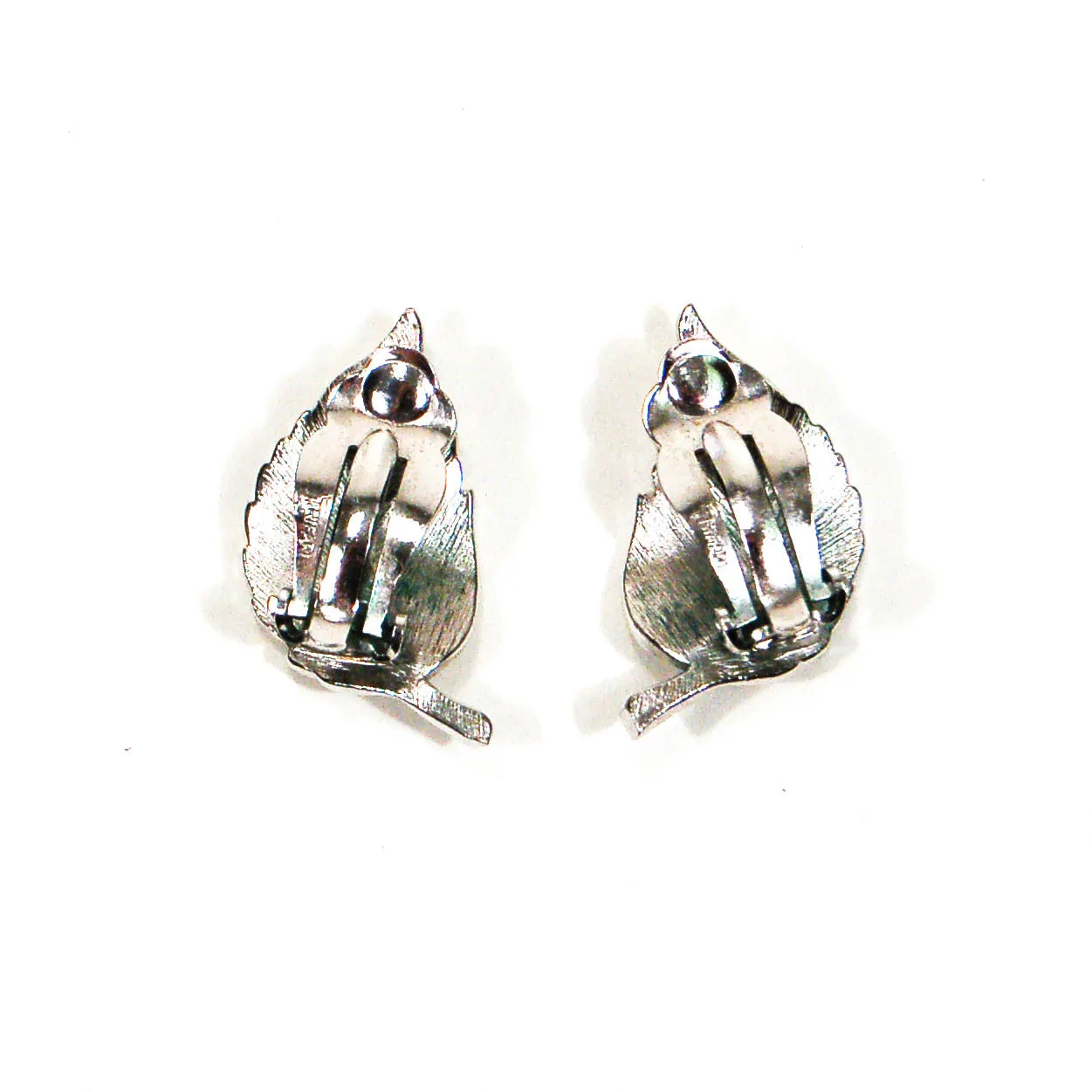 Crown Trifari Silver Leaf Earrings