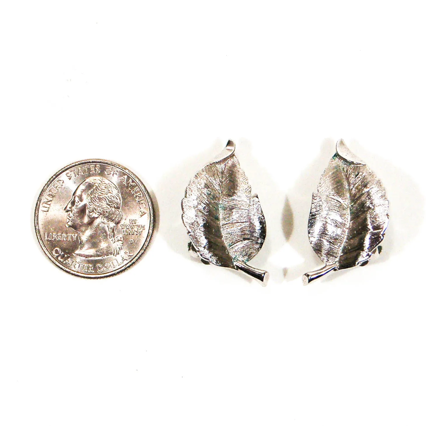 Crown Trifari Silver Leaf Earrings