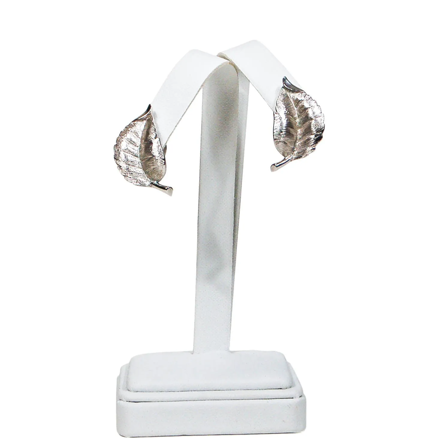 Crown Trifari Silver Leaf Earrings